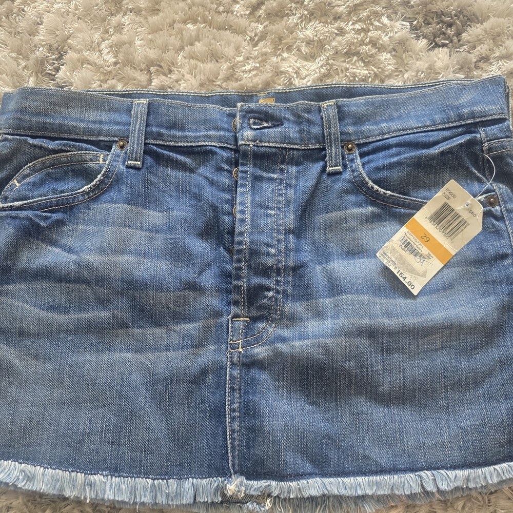 7 For All Mankind Blue Denim Mini Skirt